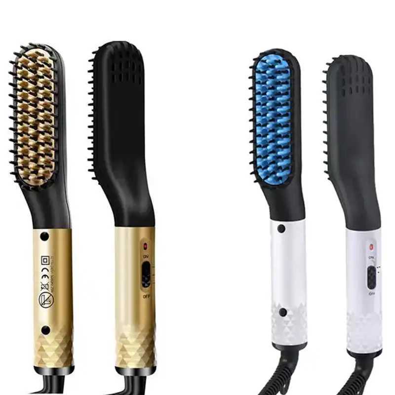 Man Hair Comb Brush Beard Straightener Multifunctional Hair Straightening Comb Hair Curler Fast Heating Styling ToolsXJ250621