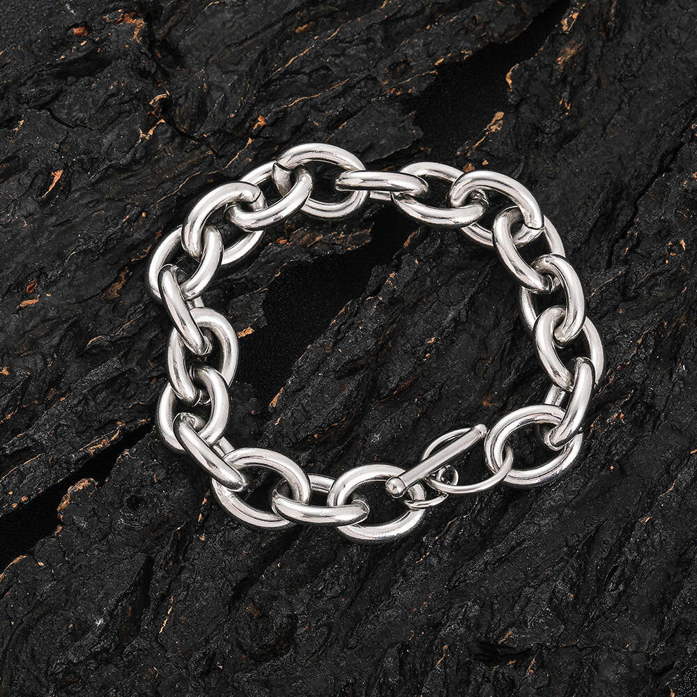 12mm Stainless Cross O Chain Trendy Hip-Hop Men's Titanium Steel Bracelet 4e9a