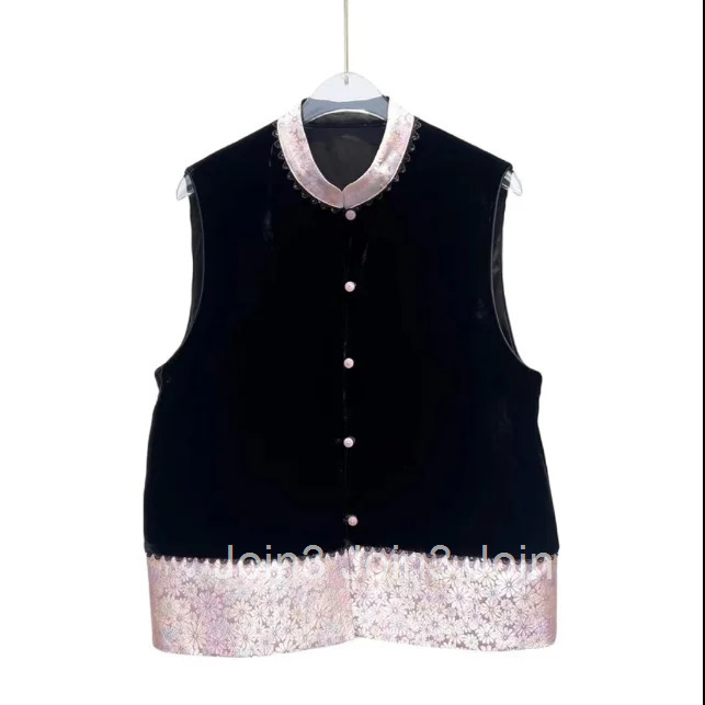 Vintage Waistcoat Womens Clothing Stand Neck Sleeveless Tanks 2025 Ropa Mujer Chinese Style Chic Embroidery Contrast Clor Vest