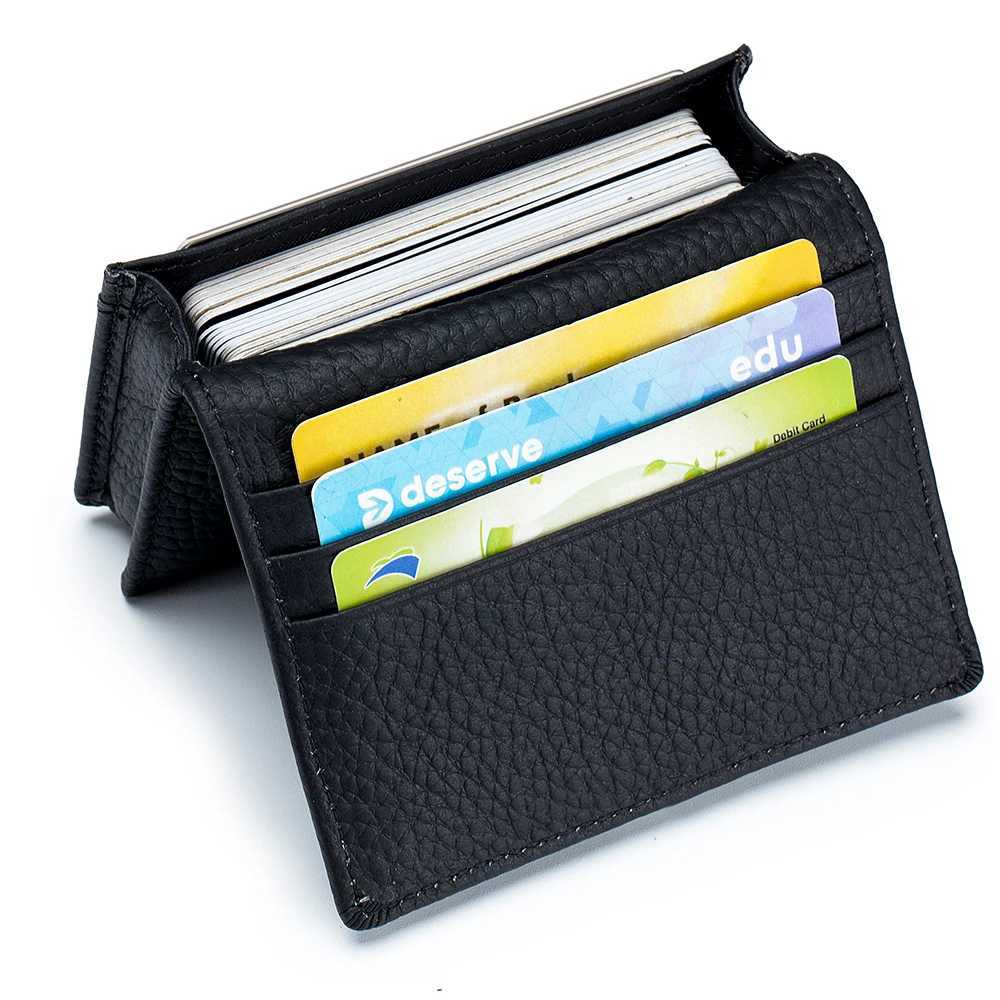 Genuine Leather Women Wallet Card Holder Small Purse Large Capacity Men Women Bank Business Holder Wallet Case Z250621