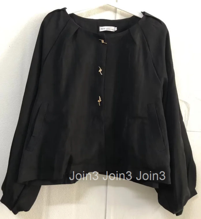 Lantern Sleeve Jackets for Women Loose O-neck Temperament Outwear Crop Tops 2025 Ropa Mujer Fashion Vintage Solid Color Coat