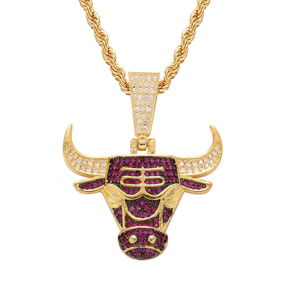 Basketball Bulls Team Pendant Men's Fan Commemorative Bull Head Hip Hop Necklace 702f