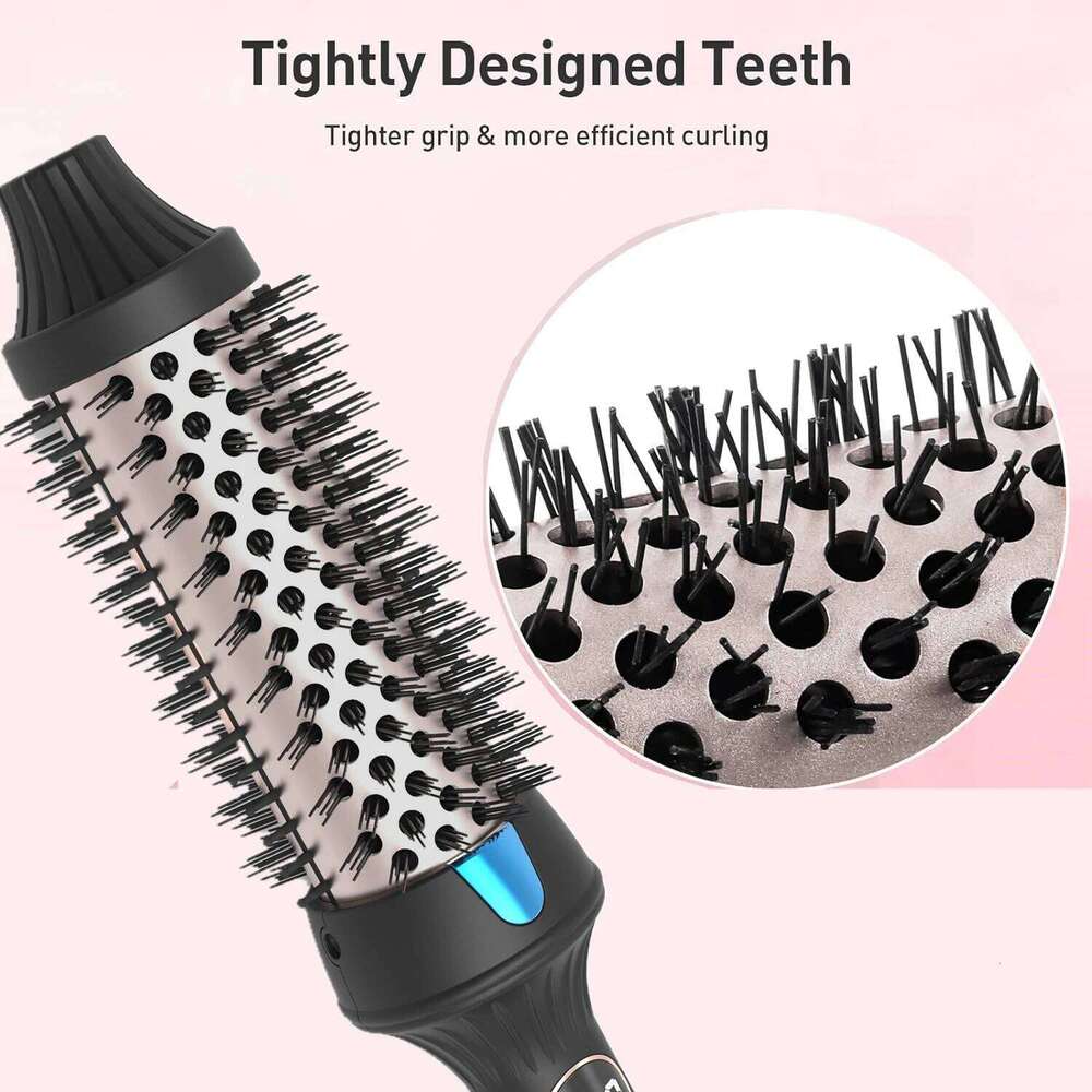 Pro Ionic Heated Dual Voltage Thermal Round 3 in 1 Hair Straightener Hot Air Brush Curler