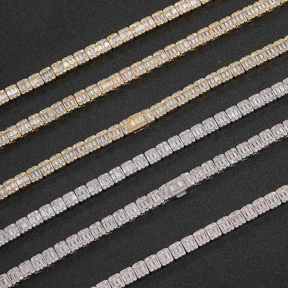 8mm Flip Cover Buckle Mixed Zircon Ice Sugar Chain Necklace Trendy Brand Personality Hip Hop Men's Bracelet Jewelry d321