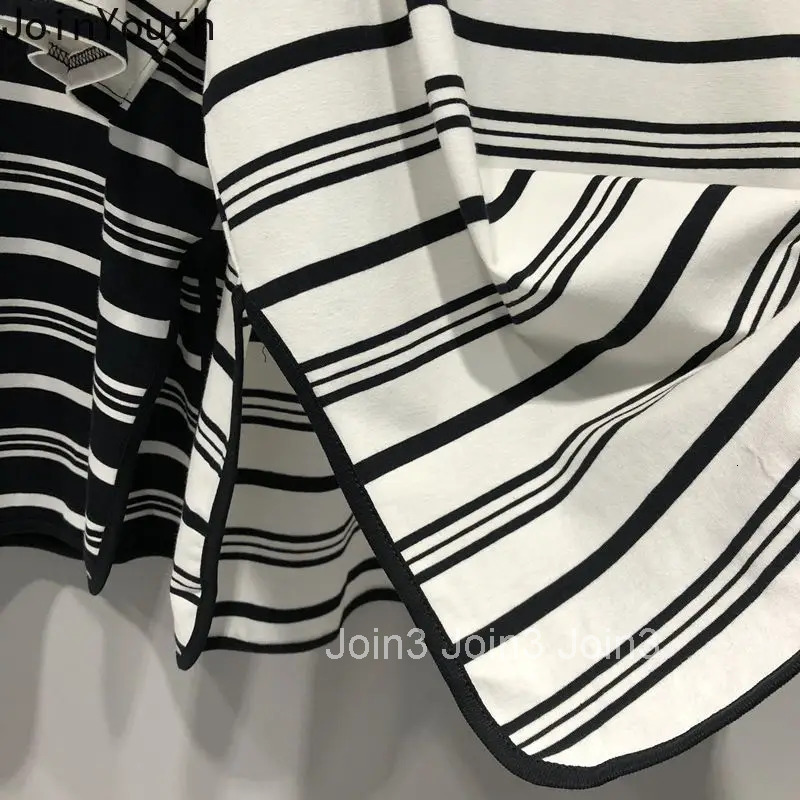 Oversized T Shirts Womens Clothing Chic Y2k Tops V-neck Short Sleeve Split Tees Fashion Summer Camisetas Casual Striped Tshirt