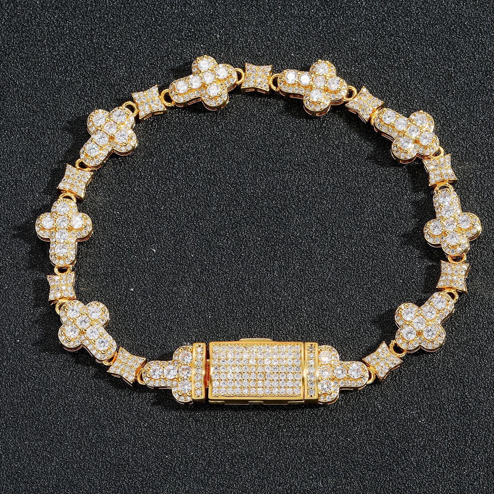 10mm hip hop mens bracelet Cross Star Diamond Chain Bangle Bracelet designer bracelet for men mens bracelet gold plated jewelry fast hsip