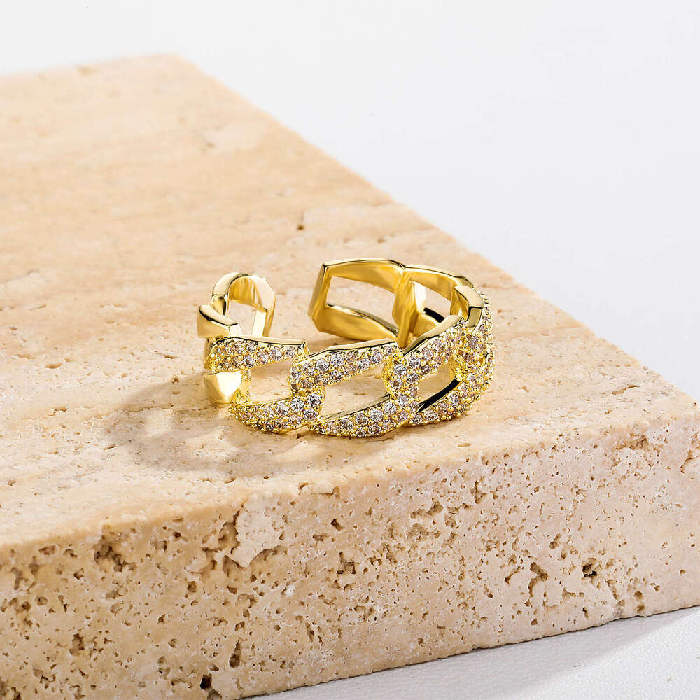 Hip Hop INS Style Cuban Full Diamond Open Index Finger Unisex Simple Fashion Ring
