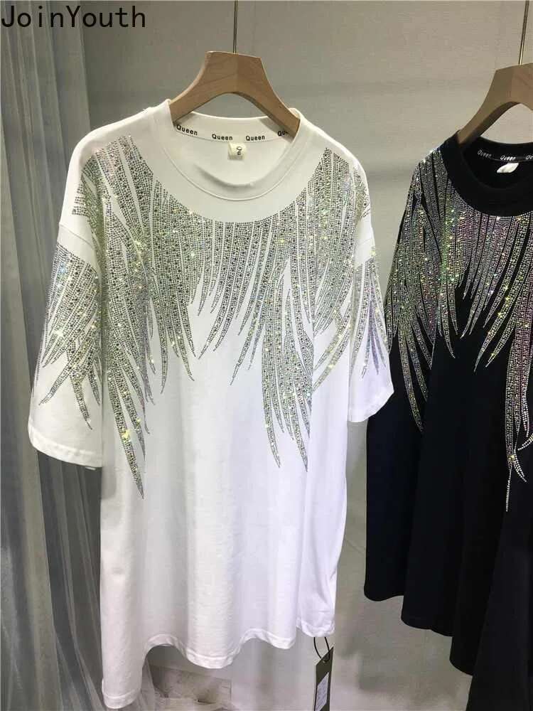 Oversized Shirts for Women Fashion Summer Tshirts Short Sleeve O-neck Tees 2025 Ropa Mujer Heavy Diamond Casual Chic Y2k T Shirt