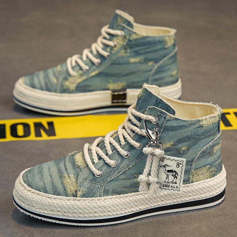 Luxury Brand Designer Shoes Sandals 1970S High-Top Canvas Shoes For Men Korean Style Student Sneakers Soft Washed Denim Fabric Distressed Beggar Shoes