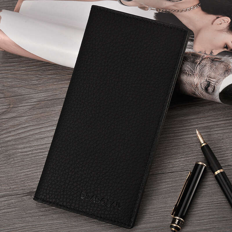 New Men's Long Wallet with Lychee Texture, Multiple Card Slots, Gift, Multifunctional, Simple Style wallet designer mens wallet wallet designer m