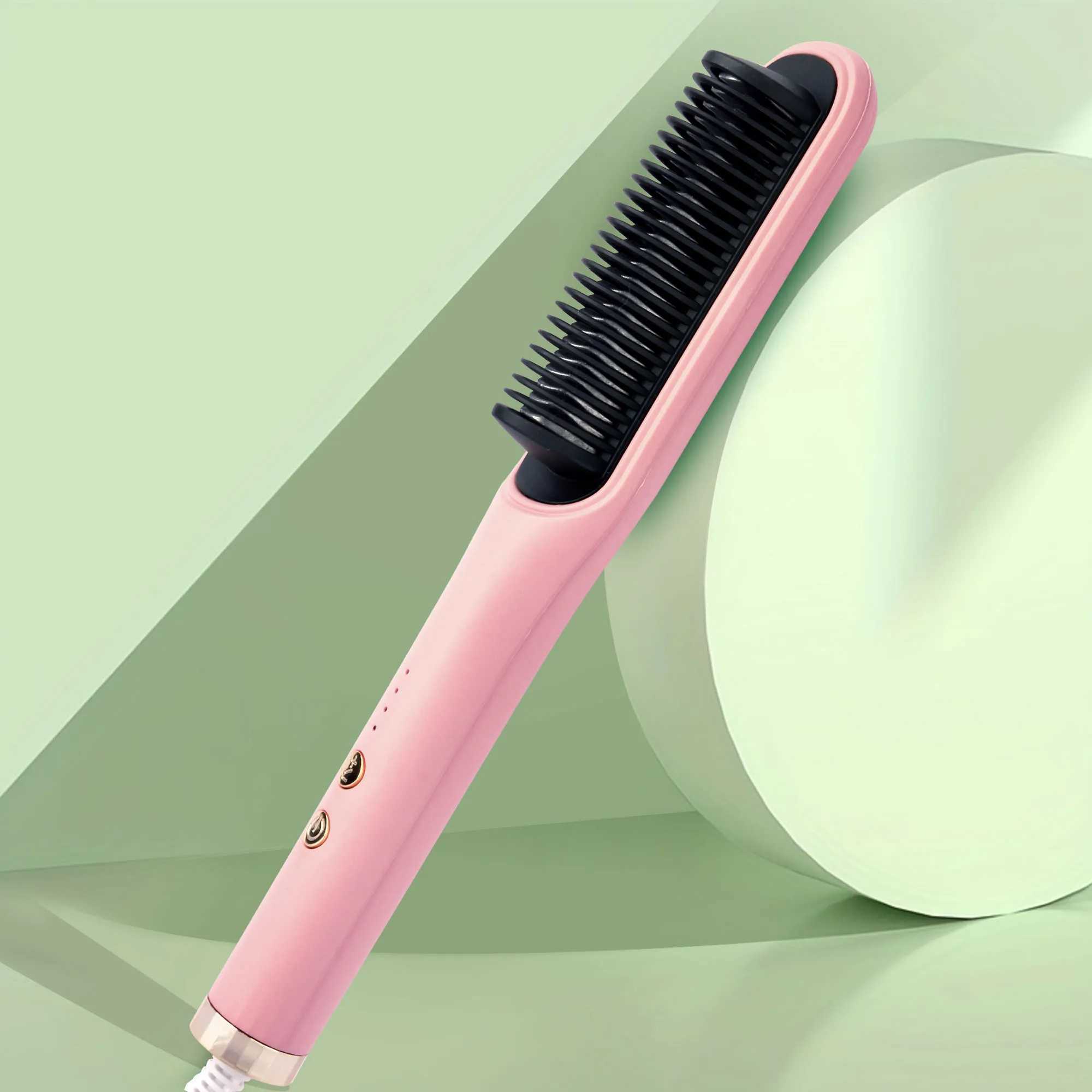 Hair straightener brush fast ceramic heating hot air comb portable heating hair straightener home and travel salonXJ250621