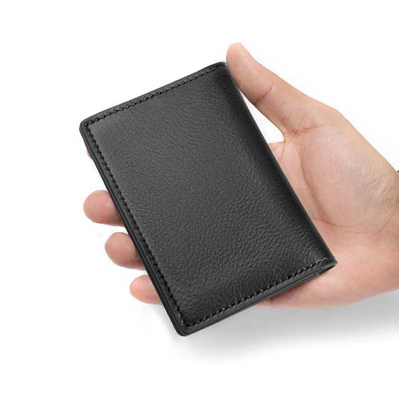 Genuine Leather Card Wallet for Men Super Slim Mini Holders Wallet Folding Thin Card Purse Soft Small Bags for Women Z250621