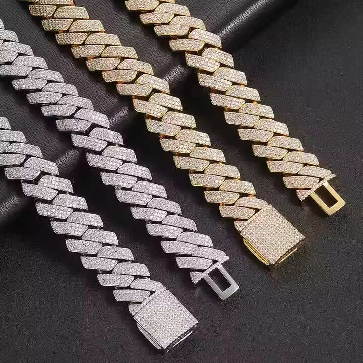 Hip Hop Cuba Chain Tennis Chain Jewelry 925 Sterling Silver Vvs D Colour Moissanite Iced Out Cuban Link Chain Necklace for Men