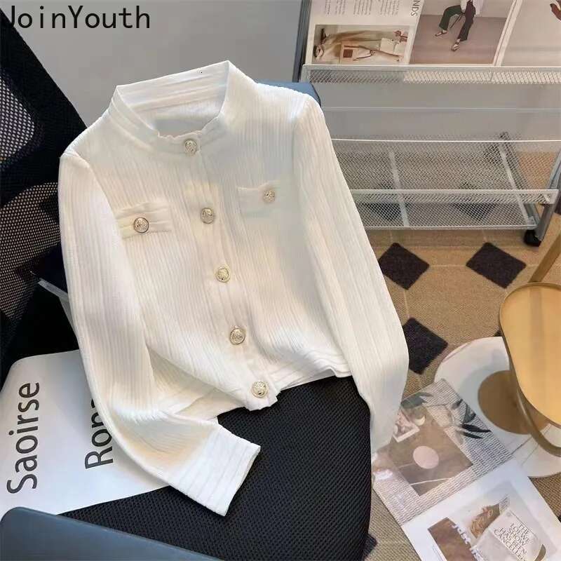 Knitted Cropped Cardigan Tops Womens Clothes Solid Color Tunic Long Sleeve Pull Femme Korean Fashion Sweater Coat Sueter Mujer