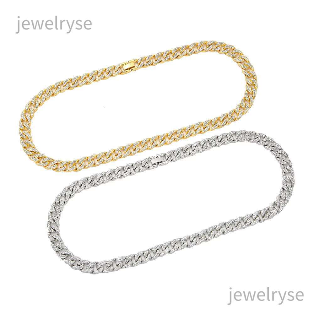 DHCollections Hip Hop Chain Necklace for Men Bling Iced Out Cuban Link Chain Gold Silver Plated Rhinestone Rapper Necklace Fashion Jewellery 18-24 Inc