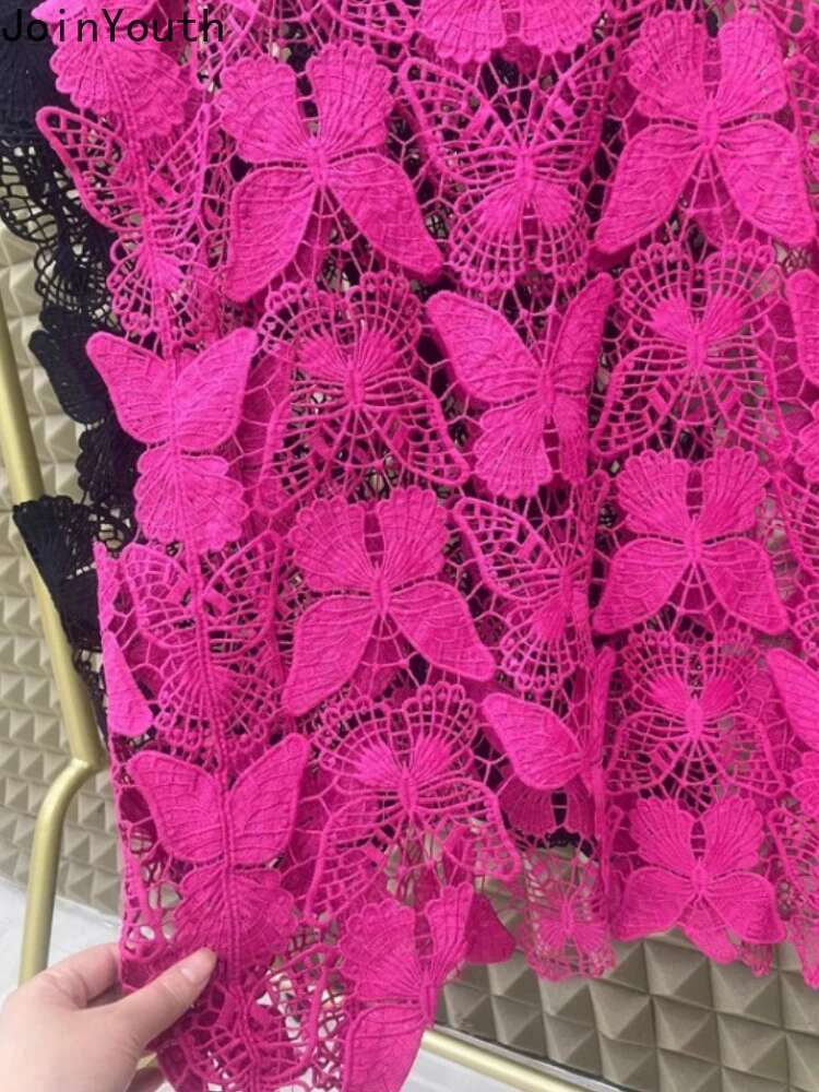 Sexy Vest Crop Tops 2025 Women Clothing Sleeveless Sweet Butterfly Embroidery Camis O-neck Hollow Out Summer See Through Tanks
