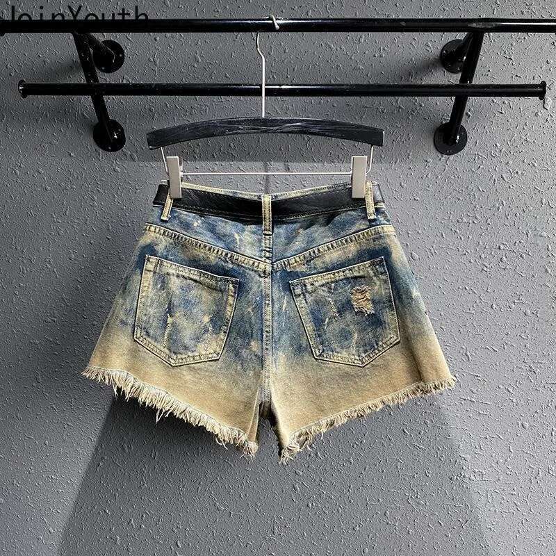 Korean Shorts for Women High Waist Denim Wide Leg Pants 2025 New Bottoms Streetwear Fashion Casual Pantalones Cortos De Mujer