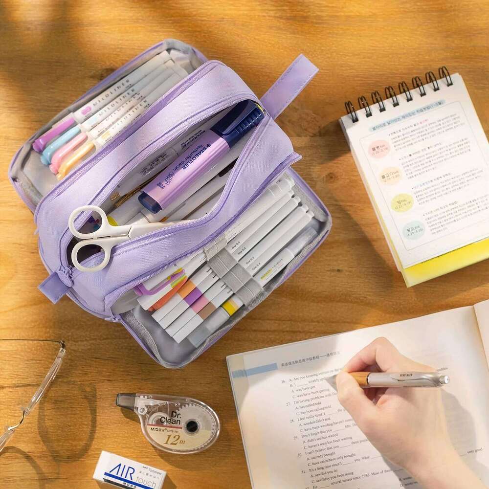 Large capacity stationery durable oxford cloth pencil case, portable organizer for school, office and university supplies