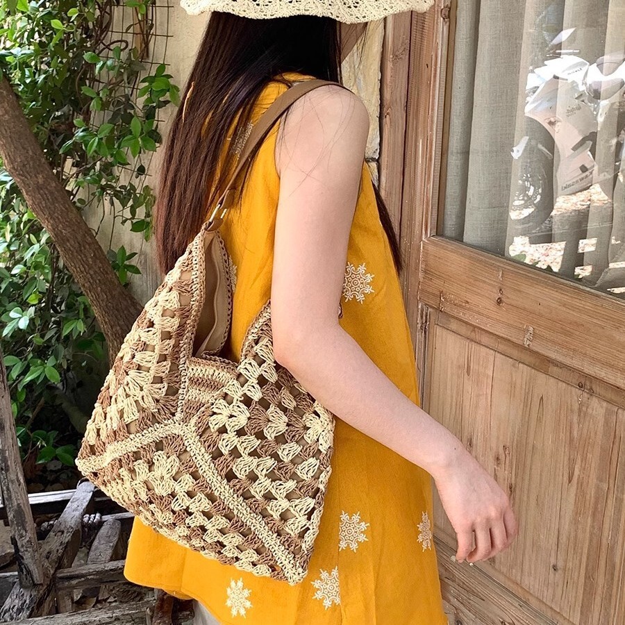 Popular Lazy Style Woven Women's Bag Free Shipping New Fashion Straw Straw Shoulder Bag Multi Functional Designer Commuter Handbag Shoulder Bag