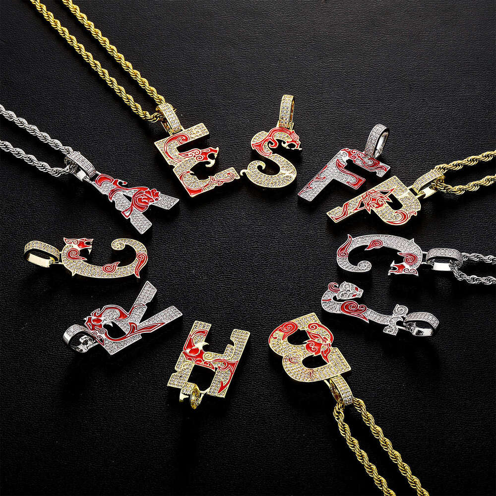 TEMU New Chinese Style Hip-Hop English Letter Pendant DIY Full Dia Gold Australian Design