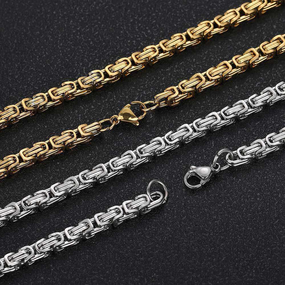 4mm Stainless Emperor Chain Personality Byzantine Titanium Steel Jewelry Men's Necklace 5fc7