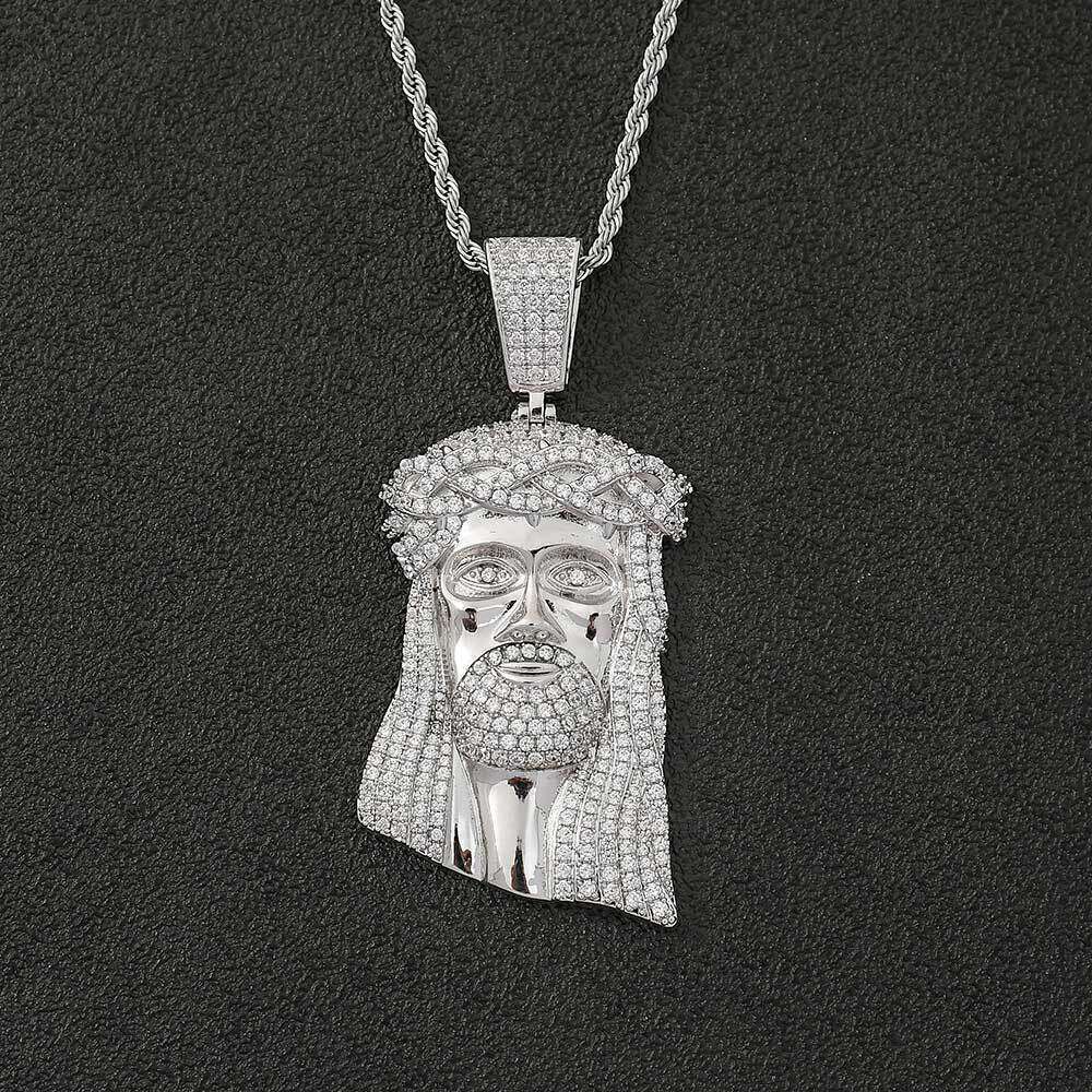 Hip Hop Necklace Head Jewelry Exaggerated Zircon Men's Pendant efaa
