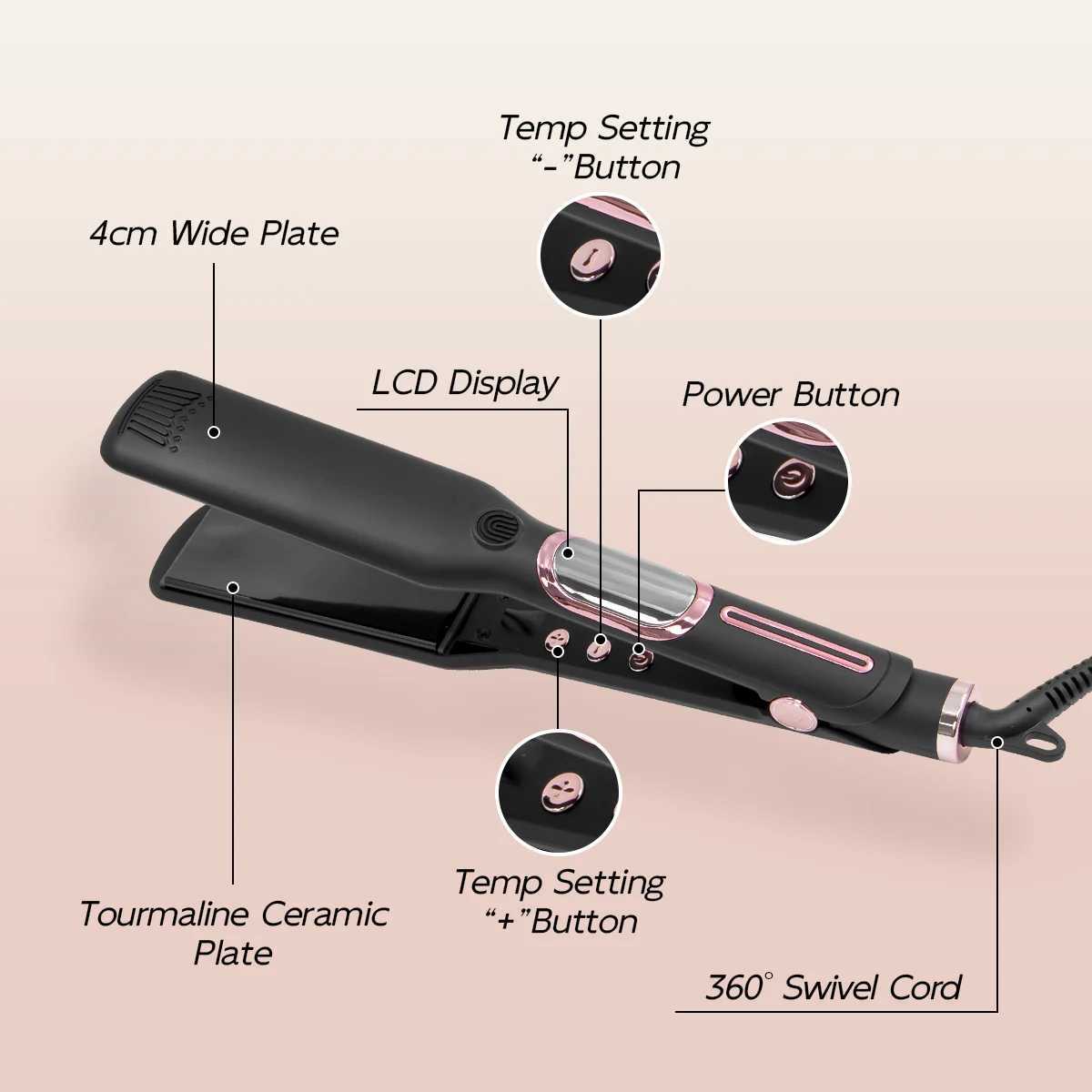 TQ-H1 Professional Hair Straightener Ceramic Digital LCD Display Instant Heating Curling Iron Hair Curler Adjustable TemperatureXJ250621