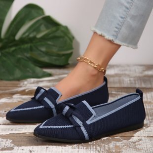 Luxury Brand Designer Shoes Sandals Manufacturer Wholesale New Flyknit Women's Shoes Spring Autumn Pointed Toe Slimming Flat Slip-On Casual Butte