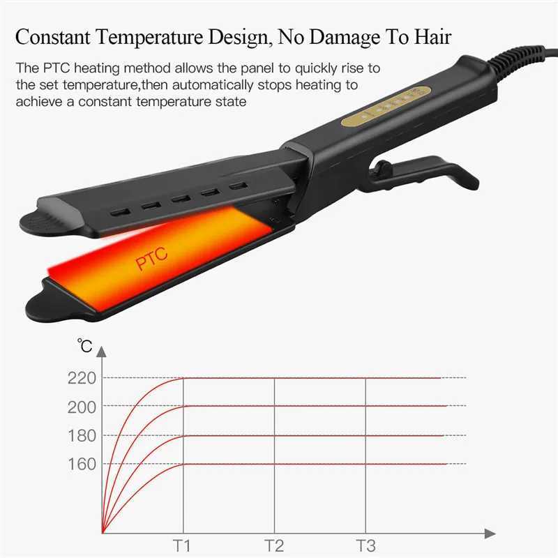 Wide Plate Flat Iron Professional Titanium Alloy Hair Straightener Temperature Adjustable Straightening Venting Styling ToolXJ250621