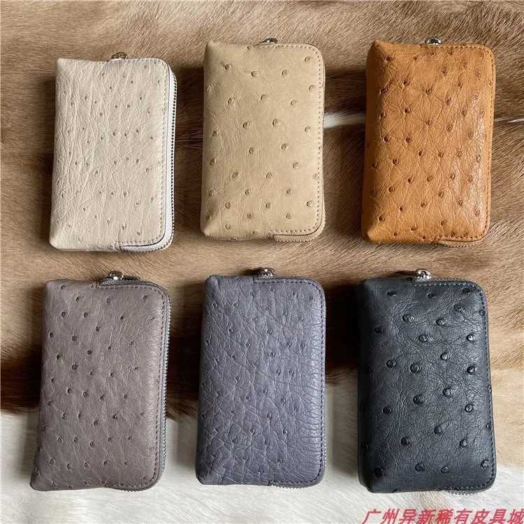 Ostrich Leather Pickup Bag Large Capacity Mens And Womens Coin Purse Genuine Leather Key Bag Fashion Lady Zipper Card Bag 45 Z250621