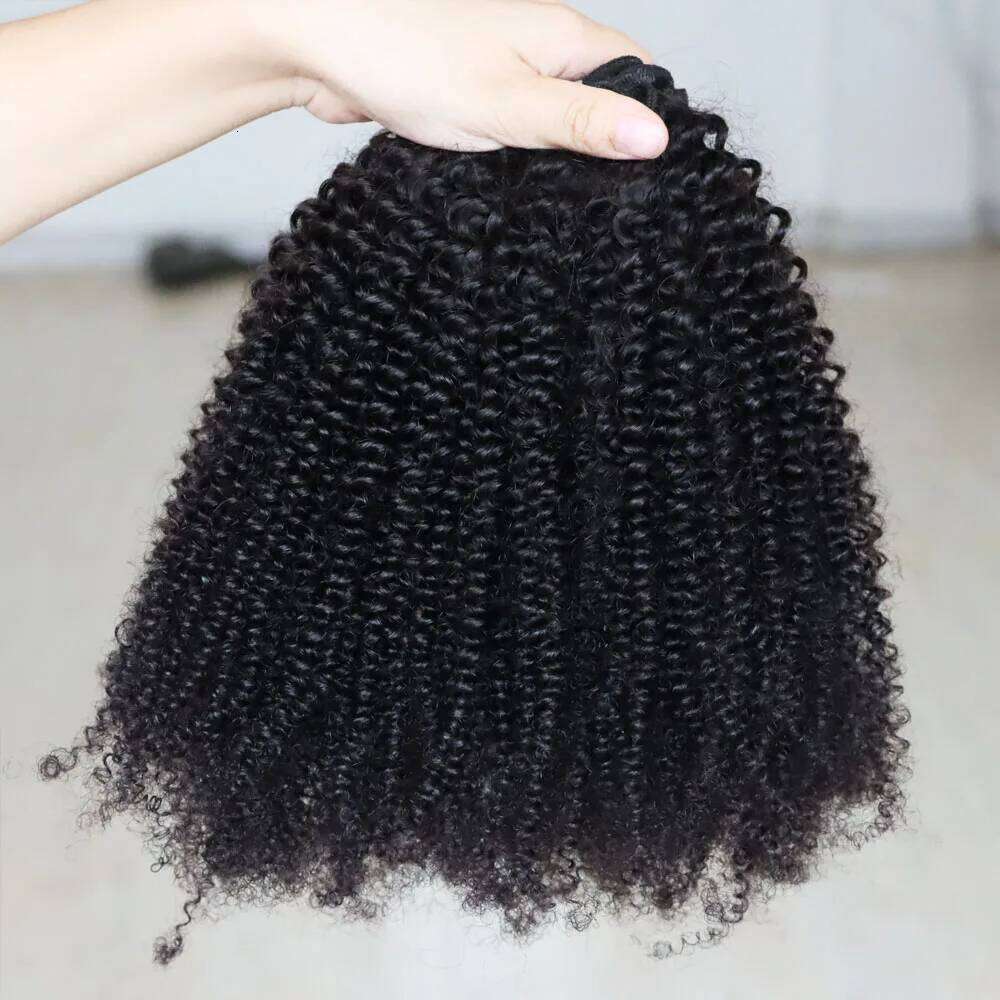 Afro Kinky Curly Weft 100% Extensions 3B 3C Natural Black Curls Virgin Remy Indian Human Hair Bundles Weave Weaving