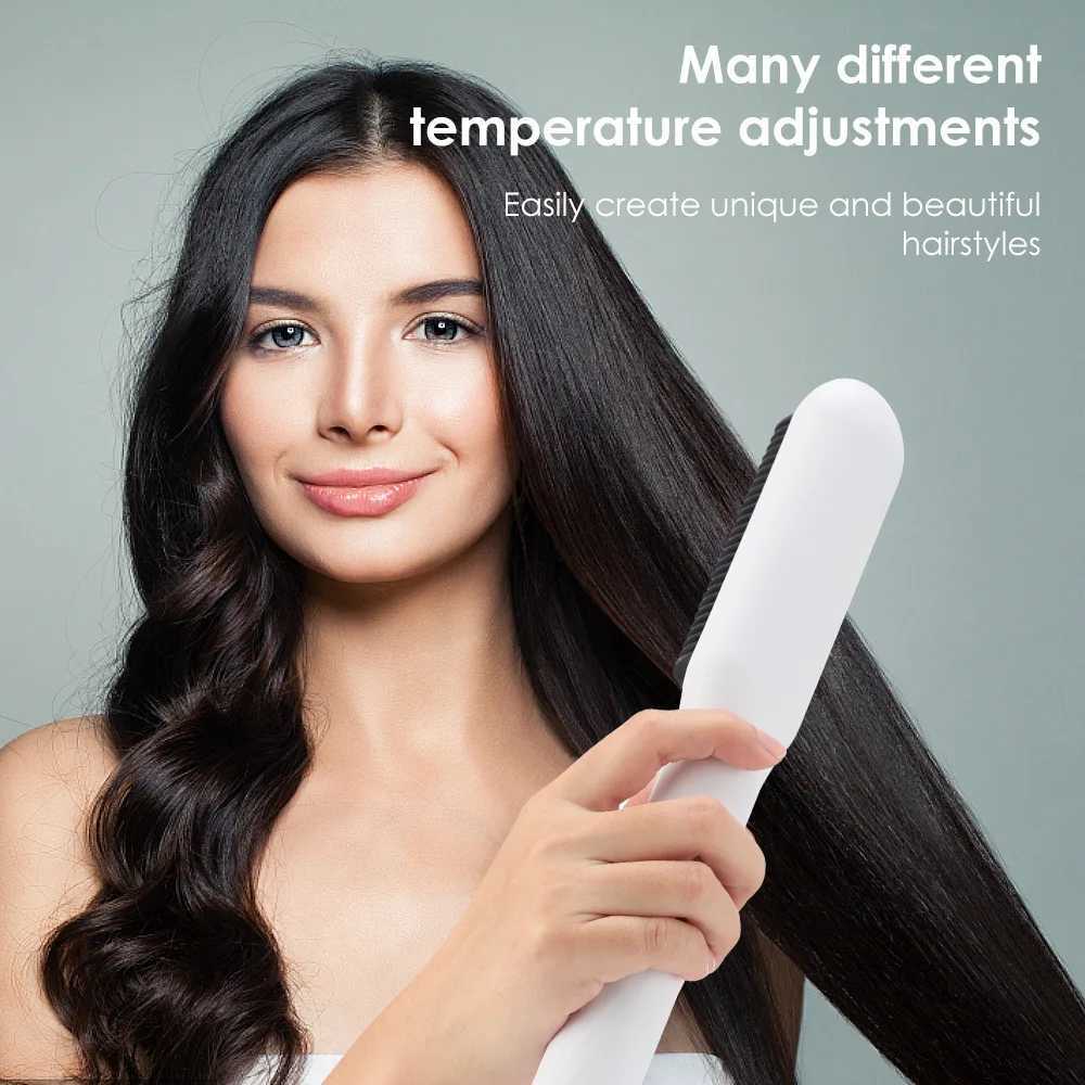 2 In 1 Negative Ion Hair Straightening Brush Hot Comb Straightener Hair Curler Curling Iron Comb Beard Straightener for MenXJ250621