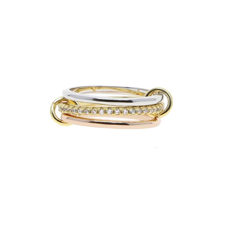 Interlocking Stacking Rings 925 Silver or Copper Inlaid with Zircon Panyu Quality Fully Hand Polished