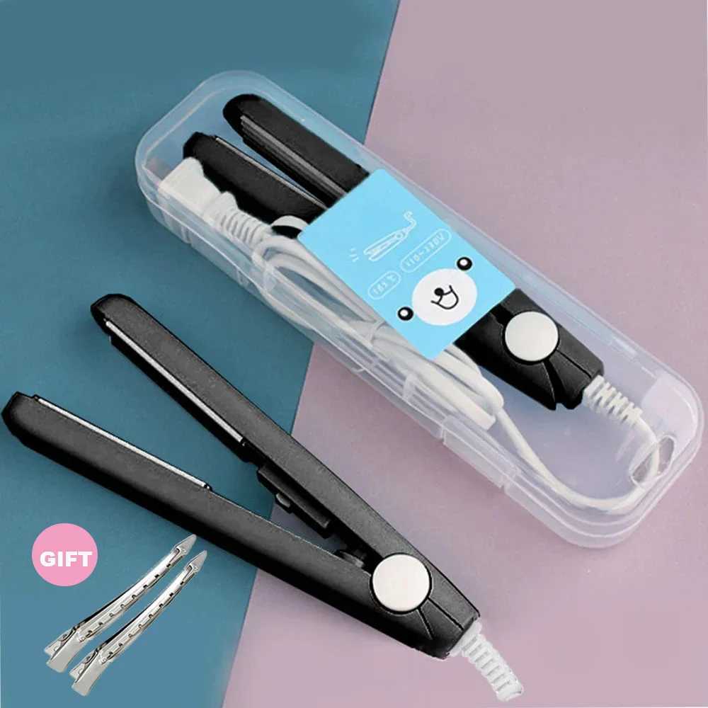 Mini Splint Flat Iron Hair Straightener Curling Wand Curly Ceramic Curler Straight Dual Purpose Hair Styling Tool WITH Hair ClipXJ250621