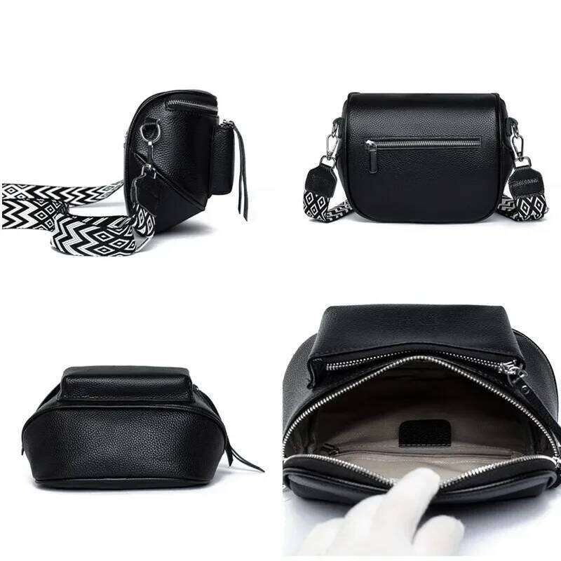 New Genuine Leather Handbag Women Saddle Bag Cowhide Female Fashion Shoulder Crossbody Bags For Ladies Totes