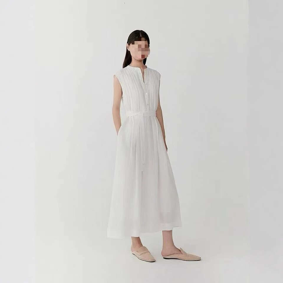 White Skirt Maxi Skirt Summer New Women S Z He Plain Cotton Blend Sleeveless Belted Elegant Long Dress Long Skirt