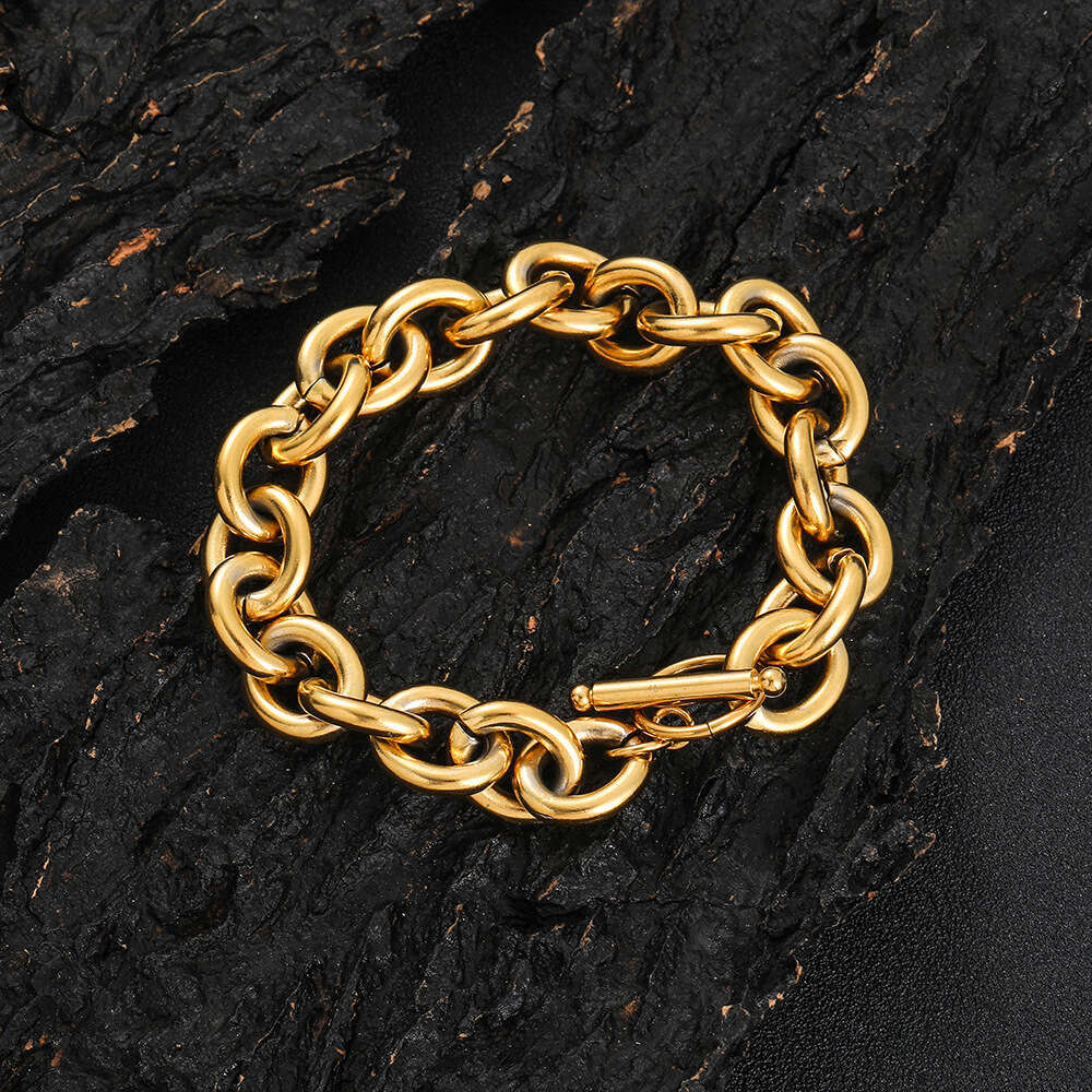 12mm Stainless Cross O Chain Trendy Hip-Hop Men's Titanium Steel Bracelet 4e9a