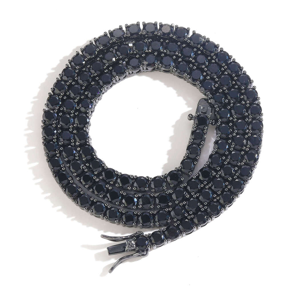 Tennis Chain Gun 4mm Black Single Row Zircon Trendy Brand Men's Hip Hop Necklace b406