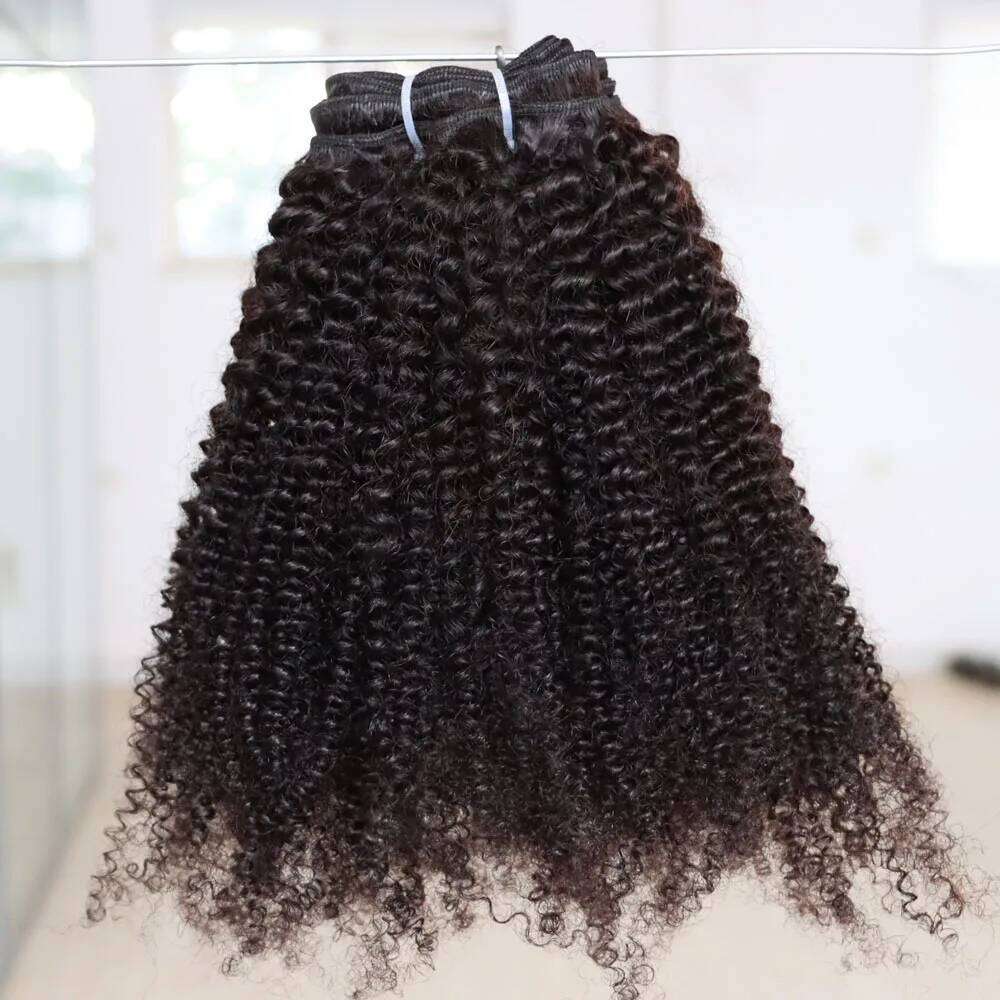 Afro Kinky Curly Weft 100% Extensions 3B 3C Natural Black Curls Virgin Remy Indian Human Hair Bundles Weave Weaving