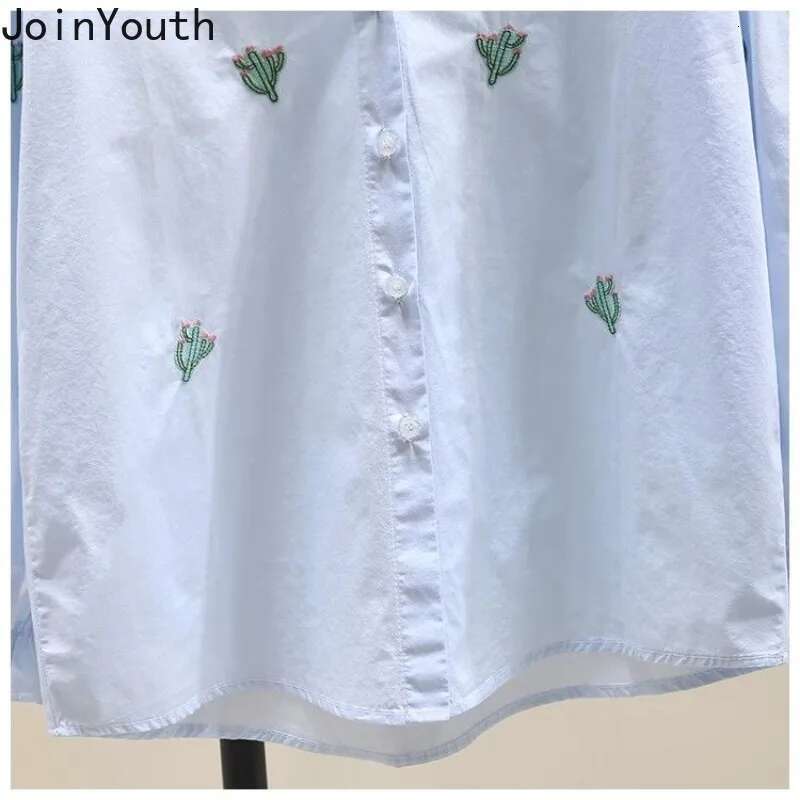 Embroidery Blouse Womens Clothing 2025 Camisas De Mujer Long Sleeve Loose White Shirts Turndown Collar Vintage Blouses Tops