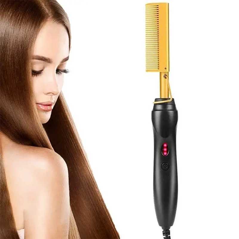 Professional 2-in-1 Straightener Curler Hair Comb Wet/Dry Flat Irons with Hot Heating Plastic Handle Travel-friendlyXJ250621