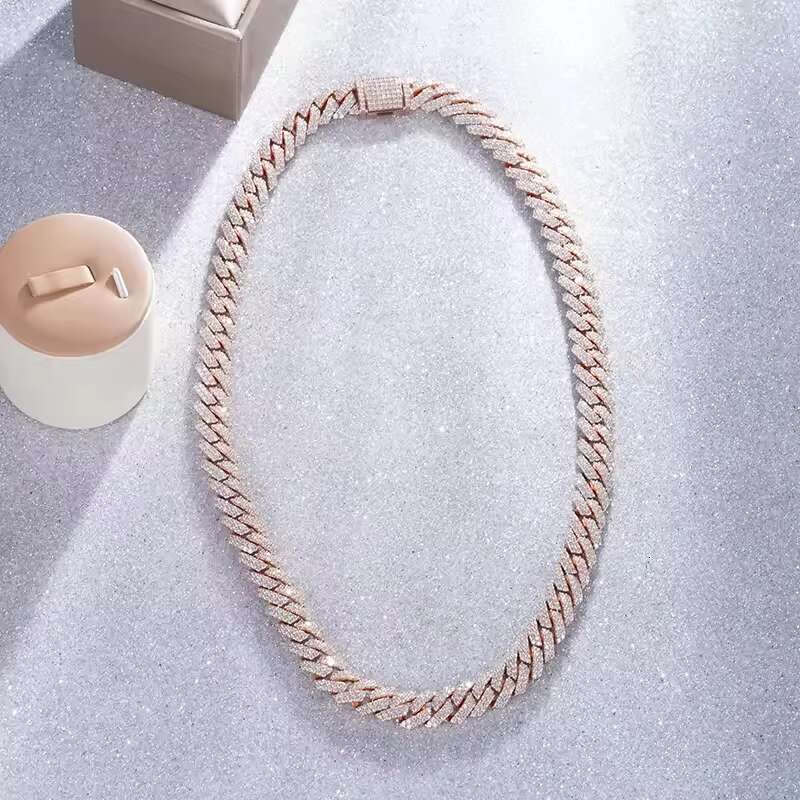 Hip Hop Custom Necklace Jewelry VVS Moissanite Necklace 925 Sterling Sliver Iced Out Cuban Link Chain Necklace Bracelet