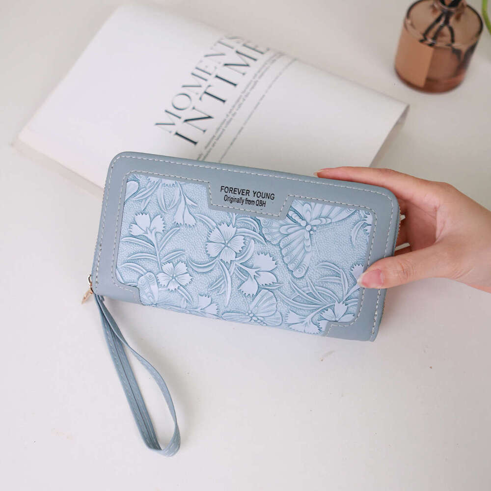 Hot Selling New Women's Long Wallet Embossed Double Zipper Clutch High-end Niche Large Cash Clip