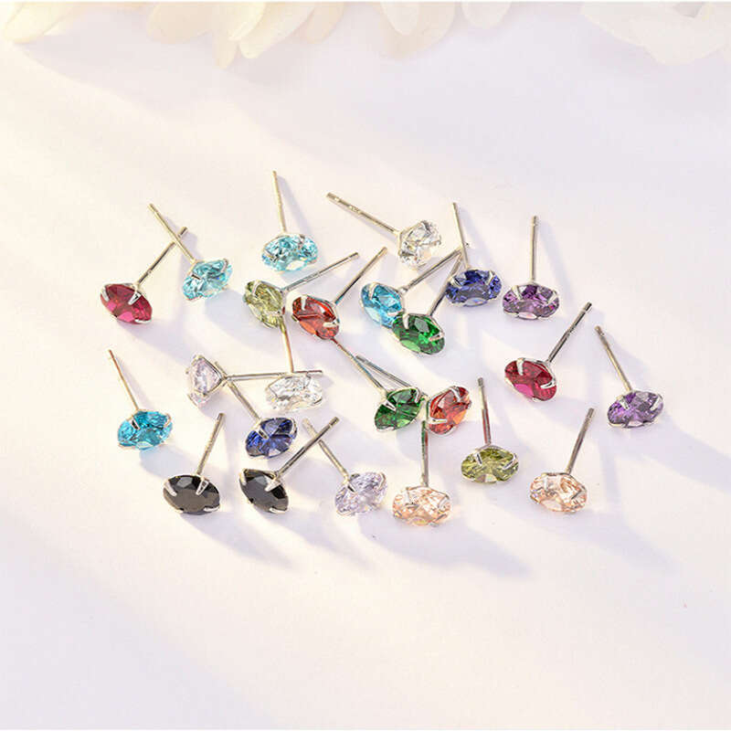 for Women Colorful Zircon Fashion Four-Prong Sier Crystal Shiny Earrings 82dc