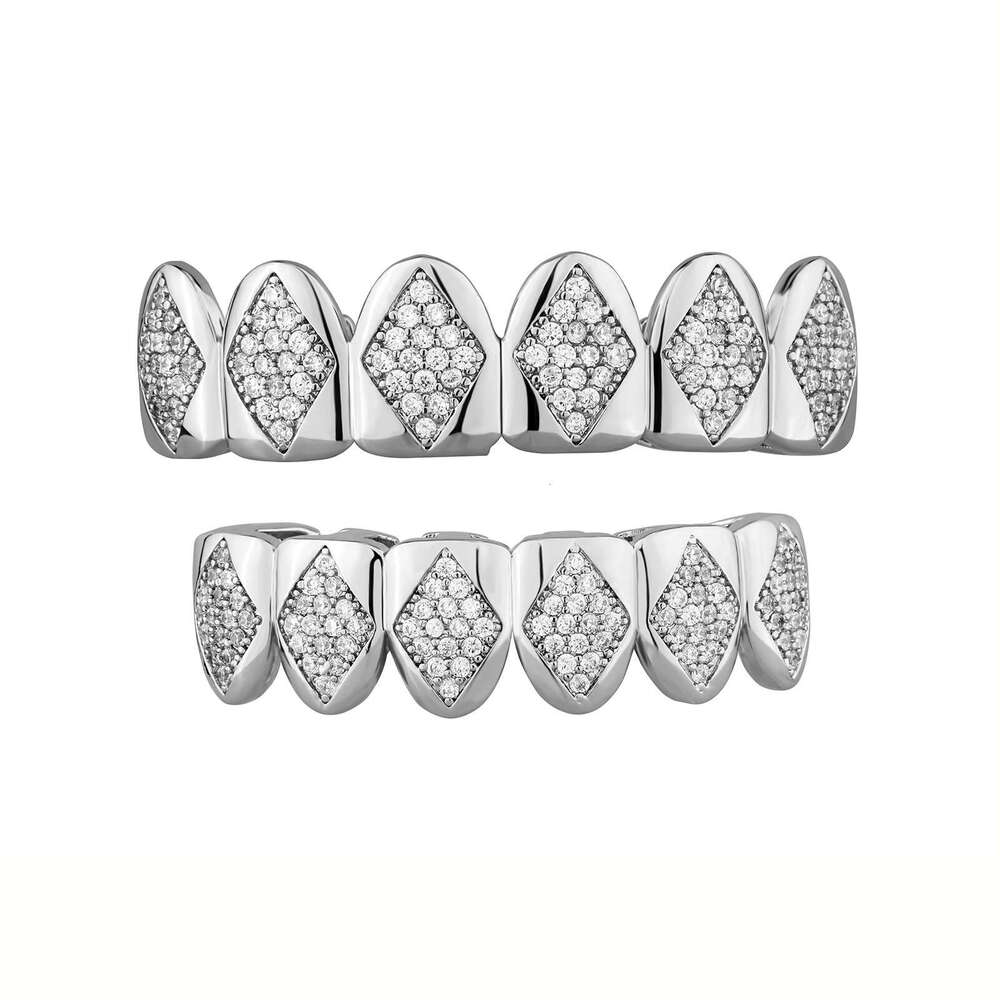 Micro Paved Sparkling Zircon Hip-Hop Dia-Shaped Braces Men and Women Suitable for Cosplay Role-Playing Teeth Accessories Jin Ao Jewelry
