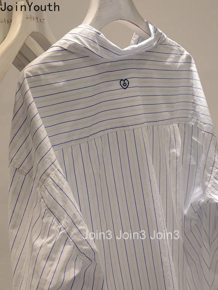 2025 Camisas De Mujer Striped Fashion Blouse for Women Long Sleeve Casual Oversized Tops Embroidery Vintage Shirts Blouses 7o306
