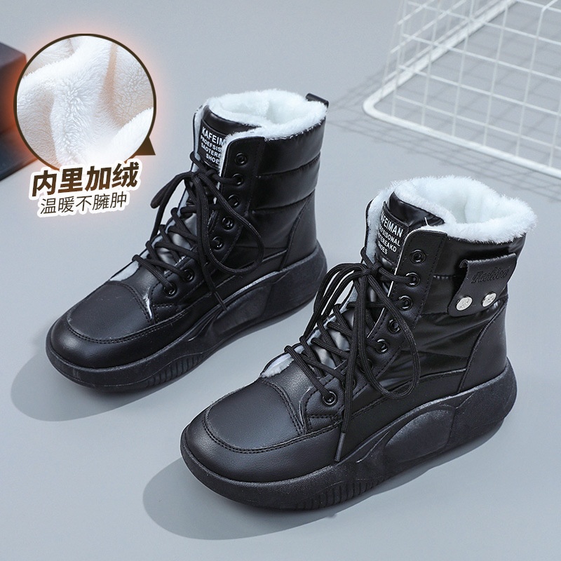 2025 Free Shipping Designer Snow Boots Women's Winter with Velvet Bread Shoes New Anti slip Thick soled Snow Cotton Short Boots Warm Cotton Shoes