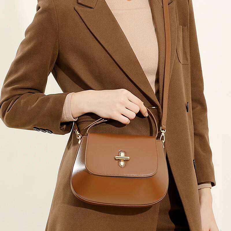Hifashion Genuine Leather Saddle Small Shoulder Crossbody Bags For Women 2025 Trend Designer Purses Tote Ladies Handbags