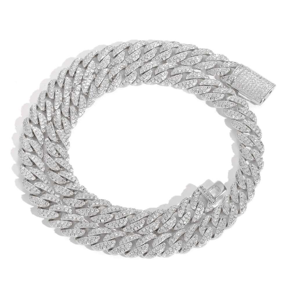 10mm Double Row Zircon Cuban Chain Necklace for Men, Personalized Hip-Hop Trendy Jewelry e859