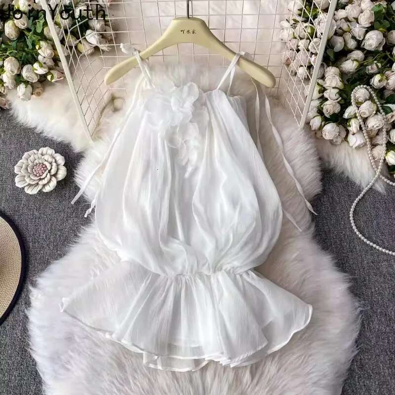 Sweet Tanks for Womens 2025 Ropa Mujer Solid Color Sleeveless Tees Ruffles Off Shoulder Sling Vest Fashion Summer Crop Tops